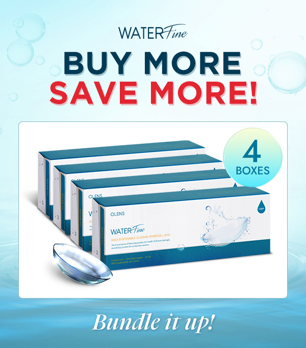 Product: Waterfine Bundle (4Boxes), 1Day, 40lenses/box, rated 4.3 stars, based on 6 reviews, available at $109.00 USD (35% off)