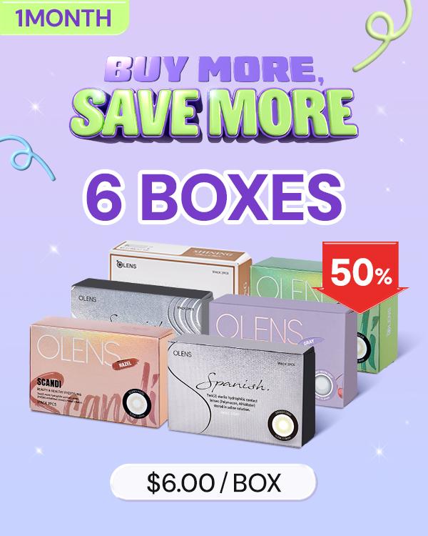Product: [6Boxes] 1Month Bundle Kit, 1Month, 2lenses/box, available at $36.00 USD (50% off)