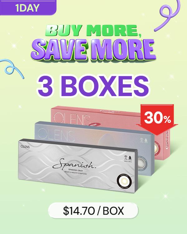 Product: [3Boxes] 1Day Bundle Kit, 1Day, 10lenses/box, available at $44.10 USD (30% off)