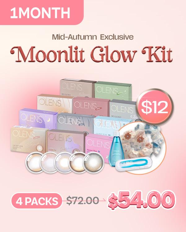 Product: 1Month Moonlit Glow Kit, 1Month, 2lenses/box, available at $54.00 USD (25% off)