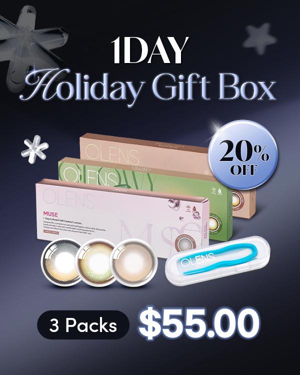 Product: Holiday Gift Box (1Day), 1Day, 10lenses/box, available at $55.00 USD (20% off)
