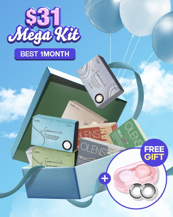 Product: (1Month) $31 Mega Kit, 1Month, 2lenses/box, available at $31.00 USD (56% off)